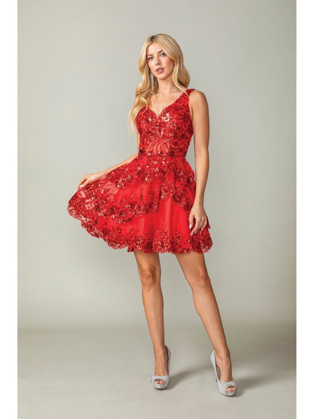 NEW RED Evening Gown Floor Length Formal Elegant Stunning 3376